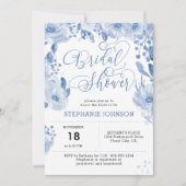 Elegantes Dusty Blue Watercolor Brautparty Einladung (Vorderseite)