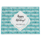 Elegantes Dusty Blue Watercolor Wildblumen Monogra Große Geschenktüte (Vorderseite)