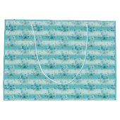 Elegantes Dusty Blue Watercolor Wildblumen Monogra Große Geschenktüte (Rückseite)