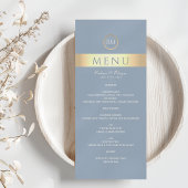 Elegantes Dusty Blue Wedding Menu Menükarte