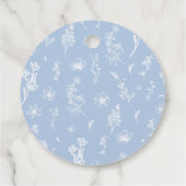 Elegantes Dusty Blue White Floral Brautparty Geschenkanhänger (Rückseite)