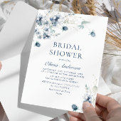 Elegantes Dusty Blue Winter Foliage BRAUTPARTY Einladung