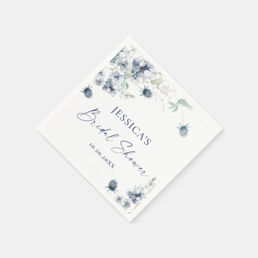 Elegantes Dusty Blue Winter Foliage Brautparty Serviette (Ecke)