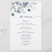 Elegantes Dusty Blue Winter Foliage Wedding Menu (Vorderseite)