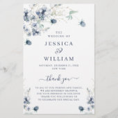 Elegantes Dusty Blue Winter Hochzeitsprogramm (Vorderseite)