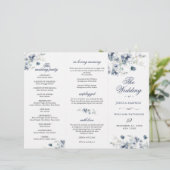 Elegantes Dusty Blue Winter Hochzeitsprogramm (Stehend Vorderseite)