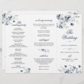 Elegantes Dusty Blue Winter Hochzeitsprogramm (Vorne/Hinten)