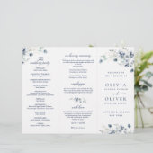 Elegantes Dusty Blue Winter Hochzeitsprogramm (Stehend Vorderseite)