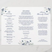 Elegantes Dusty Blue Winter Hochzeitsprogramm (Rückseite)
