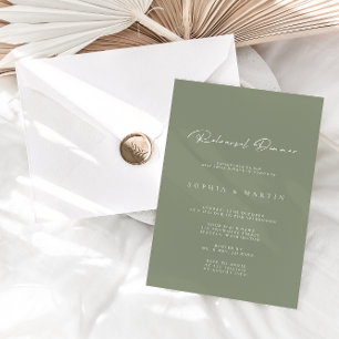 Elegantes Dusty Green Calligraphy Probe Dinner Einladung