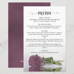 Elegantes Dusty Mauve Rose Budget Wedding Menu