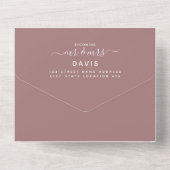 Elegantes Dusty Pink Calligraphy Foto Wedding All In One Einladung (Rückseite)