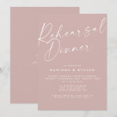Elegantes Dusty Pink Calligraphy Probe Dinner Einladung (Vorne/Hinten)