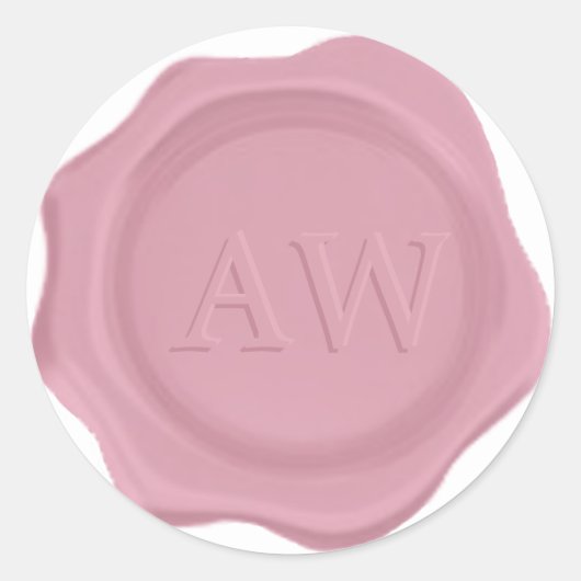 Elegantes Dusty Pink Monogram Wedding Wax Siegel Runder Aufkleber (Vorderseite)
