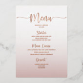 Elegantes Dusty Pink Simple Wedding Dinner Menü Folieneinladung (Vorderseite)