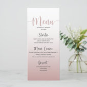 Elegantes Dusty Pink Simple Wedding Dinner Menü Menükarte (Stehend Vorderseite)