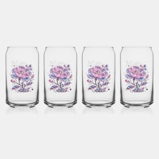 Elegantes Dusty Rose Botanisches Musterdesign Dosenglas (Vorderseite)