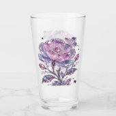 Elegantes Dusty Rose Botanisches Musterdesign Glas (Rückseite)