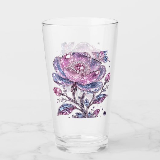 Elegantes Dusty Rose Botanisches Musterdesign Glas (Vorderseite)