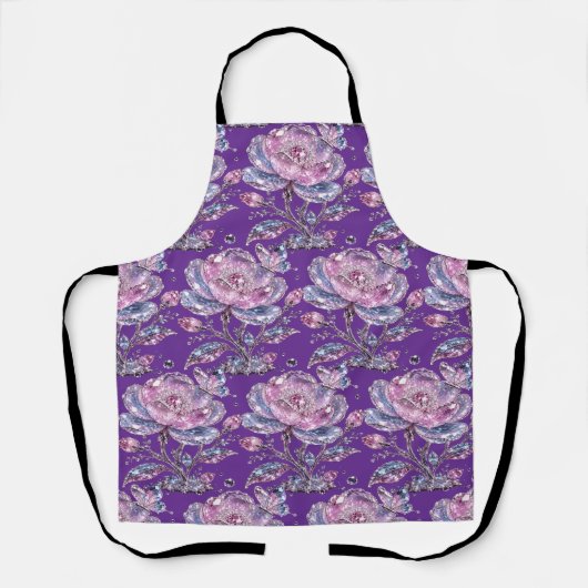Elegantes Dusty Rose Botanisches Musterdesign Schürze (Vorderseite)