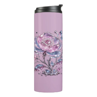Elegantes Dusty Rose Botanisches Musterdesign Thermosbecher