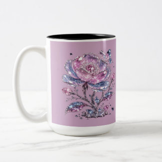 Elegantes Dusty Rose Botanisches Musterdesign Zweifarbige Tasse