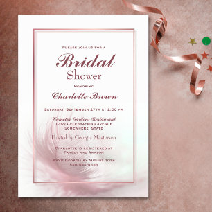 Elegantes Dusty Rose Feather Brautparty Einladung