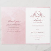 Elegantes Dusty Rose Folded Wedding Zeremony Progr (Vorderseite)