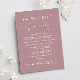 Elegantes Dusty Rose Foto Hochzeitsempfang Einladung