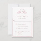 Elegantes Dusty-Rose Monogramm mit Aquarellfarben- RSVP Karte (Vorderseite)