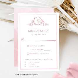 Elegantes Dusty-Rose Monogramm mit Aquarellfarben- RSVP Karte