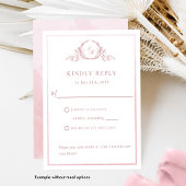 Elegantes Dusty-Rose Monogramm mit Aquarellfarben- RSVP Karte