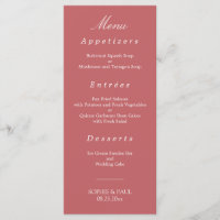 Elegantes Dusty Rose Pink Wedding Menu