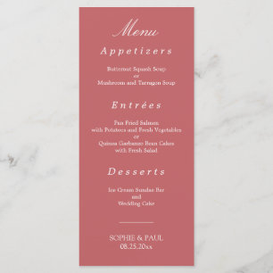 Elegantes Dusty Rose Pink Wedding Menu Menükarte