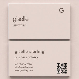Elegantes Dusty-Rose QR-Minimalistisches Monogramm Visitenkarte