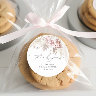 Elegantes Dusty Rose Rouge Bridaleinladung Danke s Runder Aufkleber