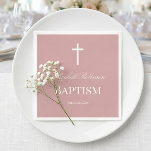Elegantes Dusty Rose Tauf-Papiertaschentuch Serviette
