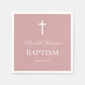 Elegantes Dusty Rose Tauf-Papiertaschentuch Serviette (Vorderseite)