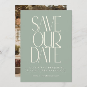 Elegantes Dusty Sage Einfaches Modernes Foto Save The Date