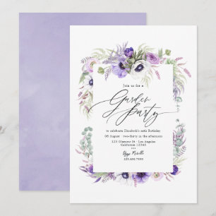 Elegantes Dusty Violet Blumengarten Party Einladung