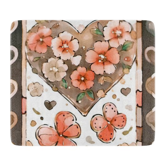 Elegantes Earth Tone Watercolor-Design Schneidebrett (Vorderseite)