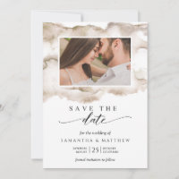 Elegantes Earth Tones Watercolor-Foto Save the Dat