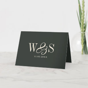 Elegantes Ebenholz Anfangsbuchstabe Hochzeitspaare Dankeskarte