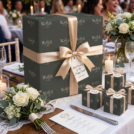 Elegantes ebony Ersteheliche Paare Geschenkpapier