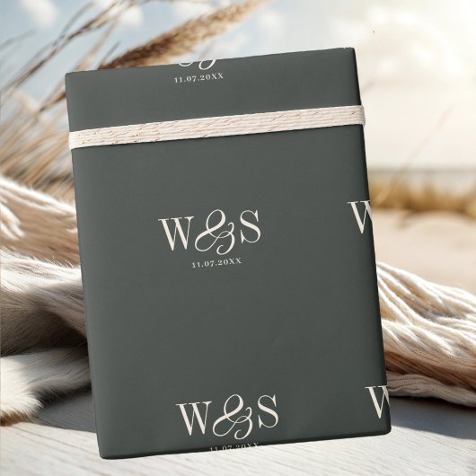 Elegantes ebony Ersteheliche Paare Geschenkpapier