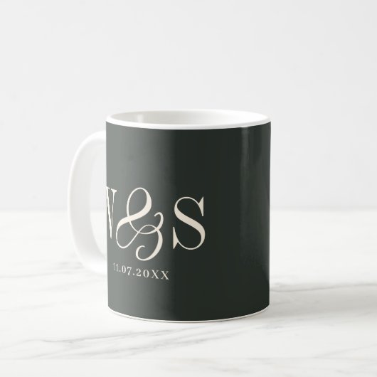 Elegantes ebony Ersteheliche Paare Kaffeetasse (Vorderseite Links)