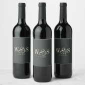Elegantes ebony Ersteheliche Paare Weinetikett (Flaschen)