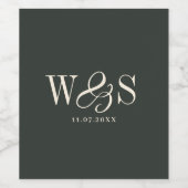 Elegantes ebony Ersteheliche Paare Weinetikett (Einzelnes Label)