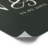 Elegantes Ebony-Paar-Initialen Hochzeit Poster (Ecke)
