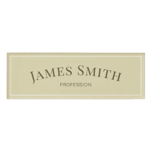 Elegantes Ecru-Beige-Gold-Minimalist-Professionald Namenschild